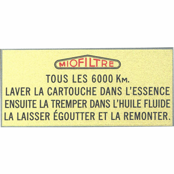 LUCHTFILTERSTICKER 'MIOFILTRE'