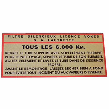 LUCHTFILTER STICKER 'VOKES'